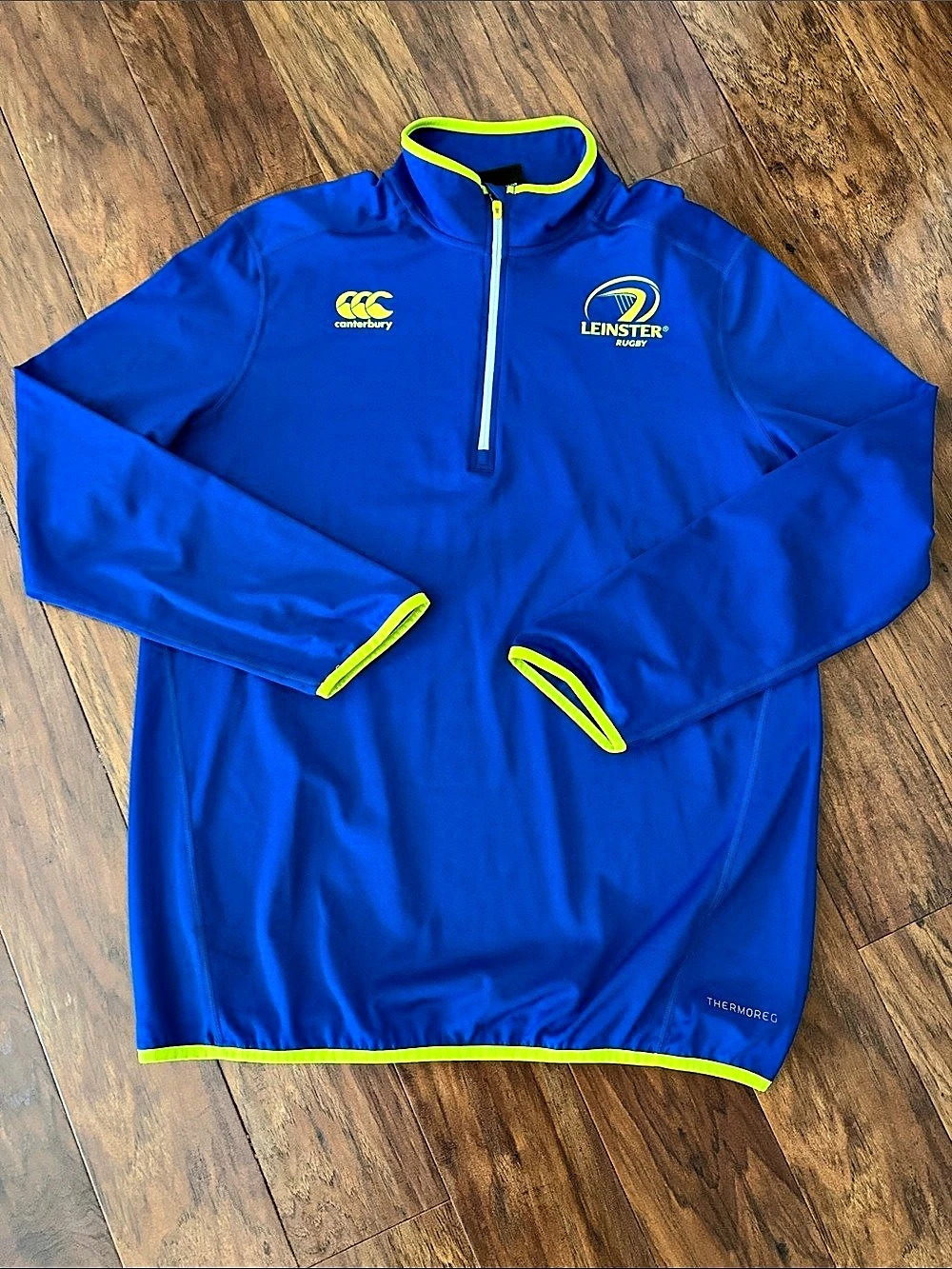 Canterbury Leinster Rugby ThermaReg 1/4 Zip Drill Top Blue & Green Large